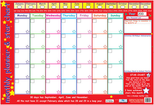 Monthly Planner and Star Chart