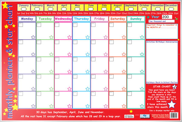 Monthly Planner and Star Chart