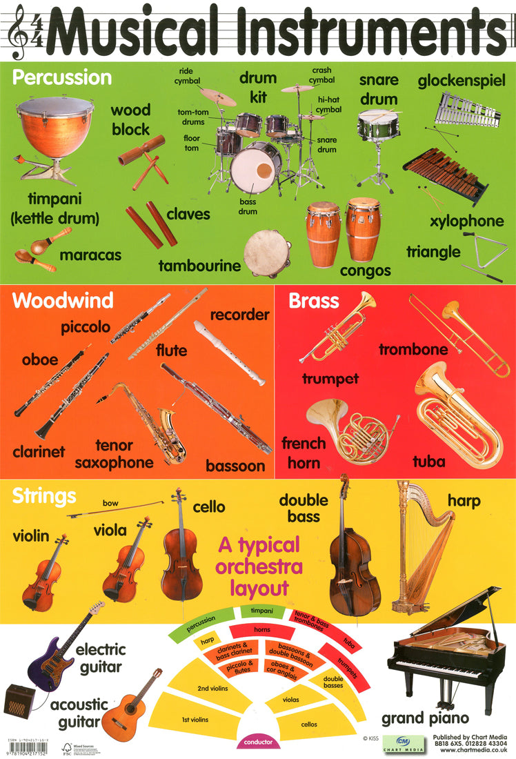 Musical Instruments, Educational Children's Chart Mini Poster