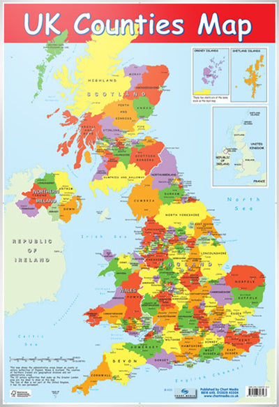 UK Counties Map Educational Map Mini Poster UK Counties Map Educational Map Mini Poster