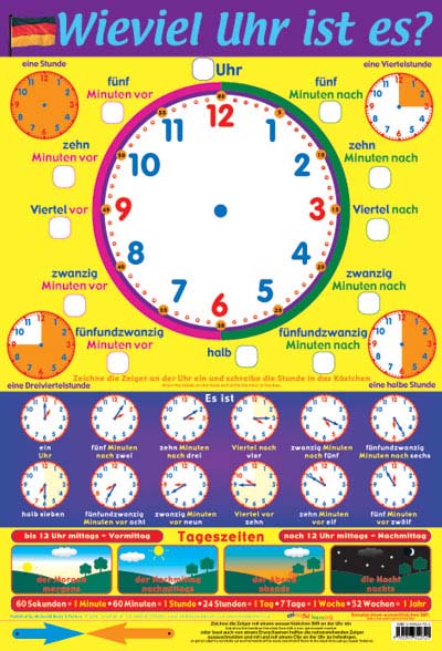 What's the Time in German, Learn a Language Mini Poster