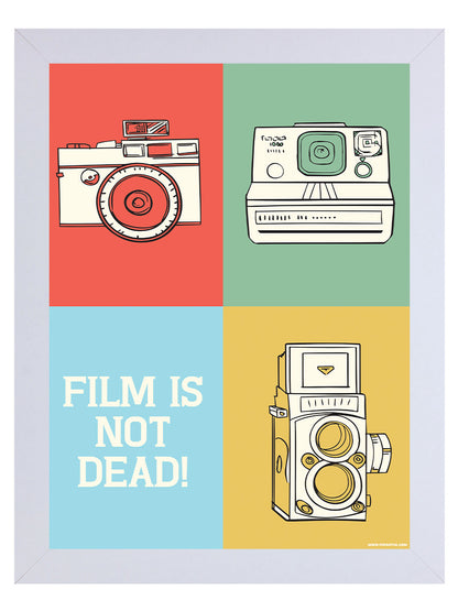 Film Is Not Dead White Wooden Framed Print