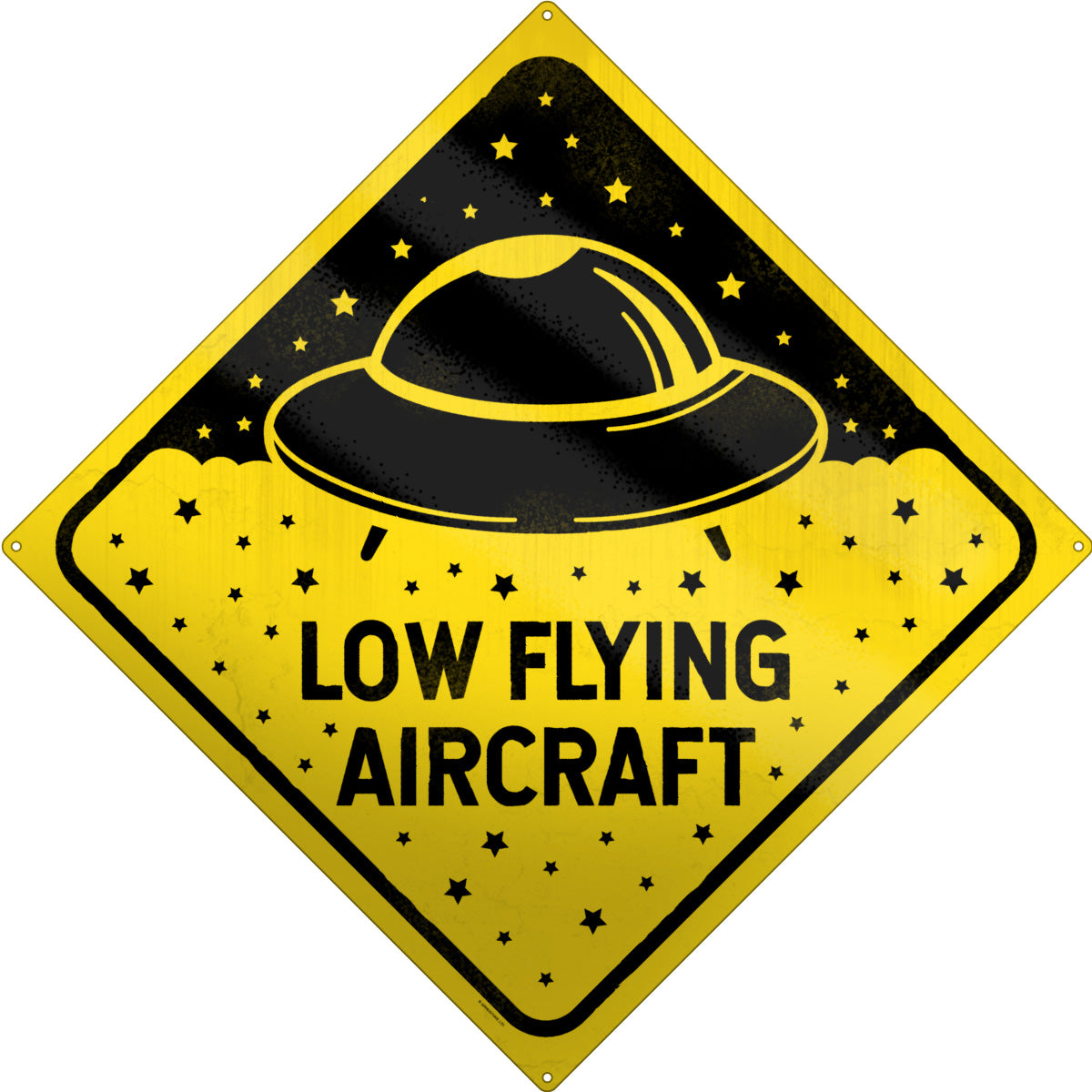 Low Flying Aircraft, UFO Warning Square Tin Sign