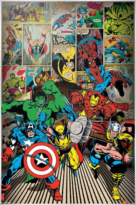 Marvel Comics Poster - Here Come the Heroes