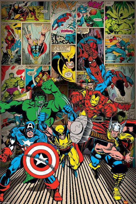 Marvel Comics Poster - Here Come the Heroes
