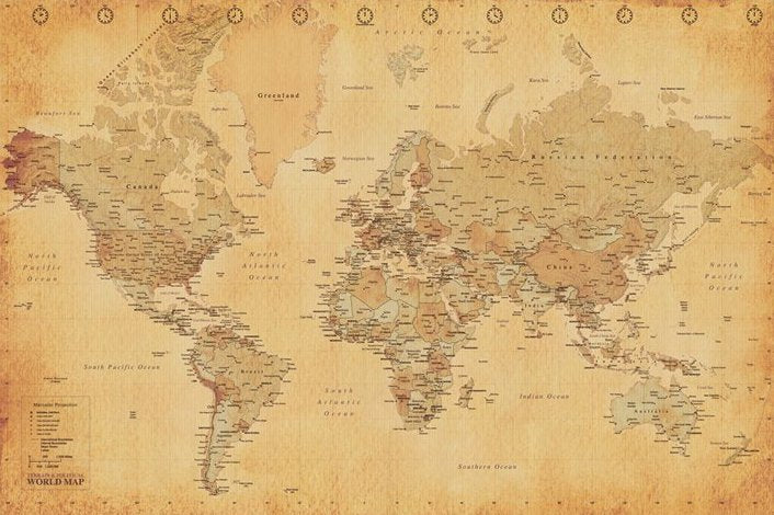 Vintage Style World Map