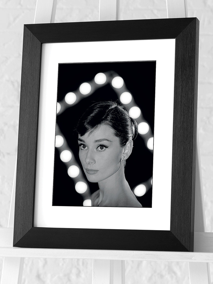 Black Wooden Framed Audrey Hepburn - Portrait