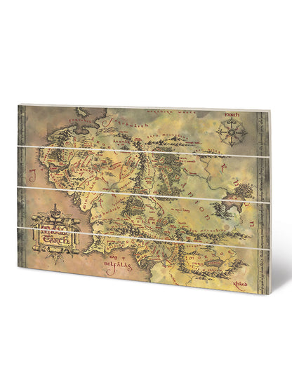 Large Middle Earth Map Wood Print